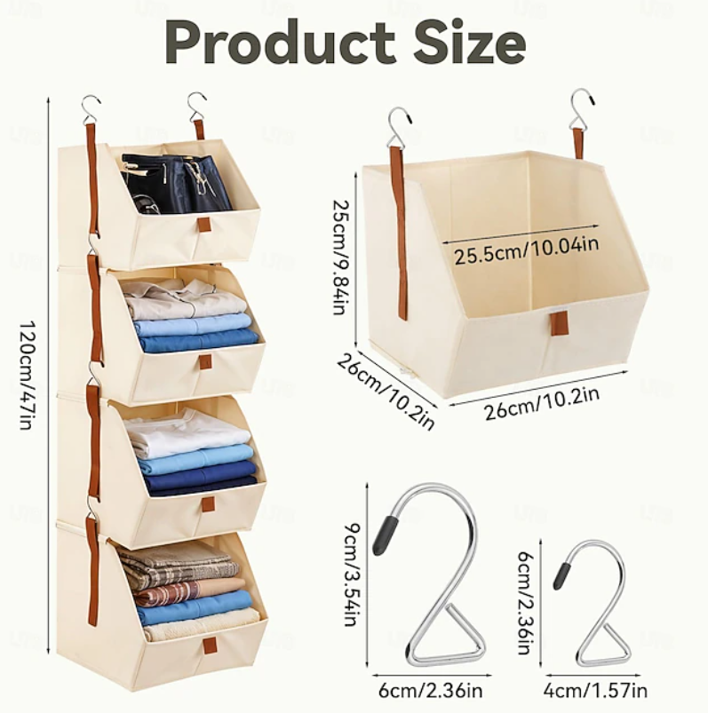 Hanging Fabric Storage Organiser | Multi Tier Closet Storage Space Saving Organisation-Hanging Storage Organiser-Sasha Sydney