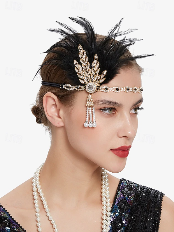Women Vintage Style Accessory Set | Feather Scarf Long Gloves Costume Events-Women Accessory-Sasha Sydney