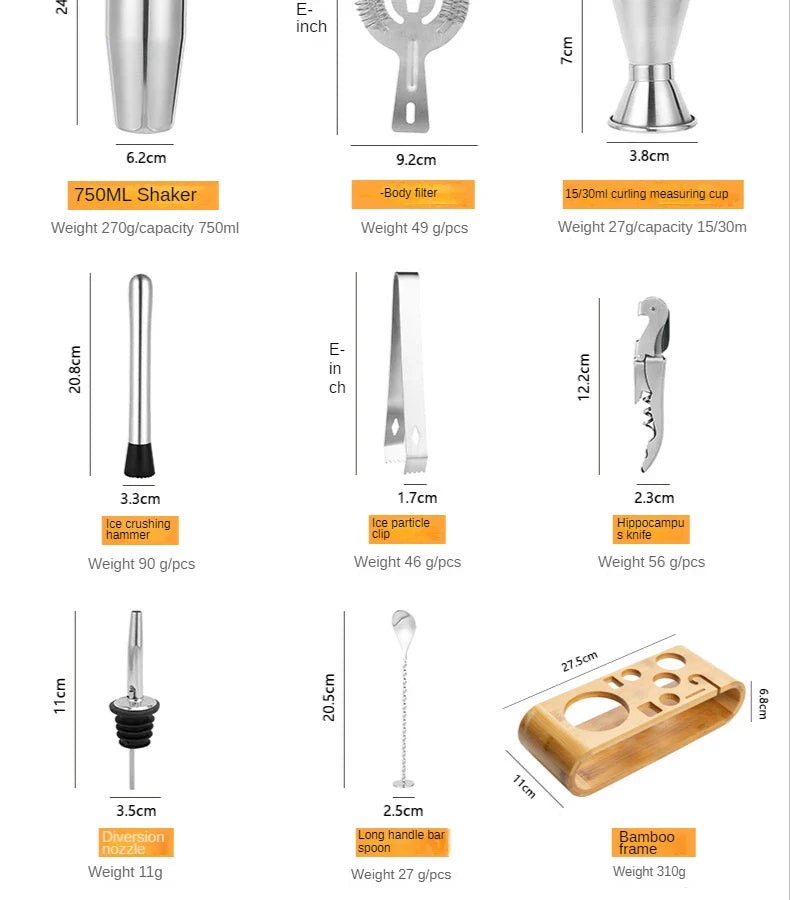 Cocktail Shaker Set | Bartender Kit-Cocktail Tool Set-Sasha Sydney