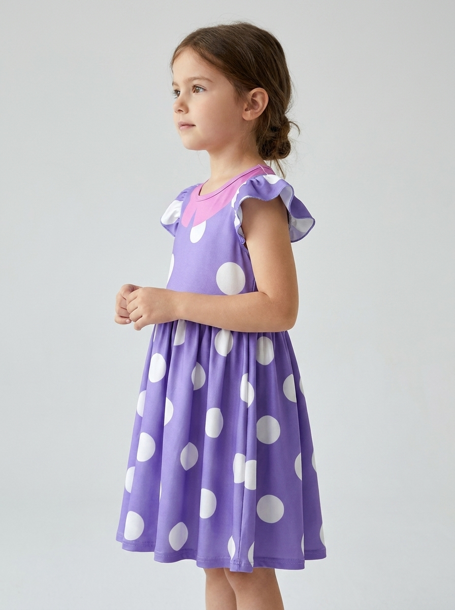 Kids Polka Dot Costume Dress | Ruffle Sleeves