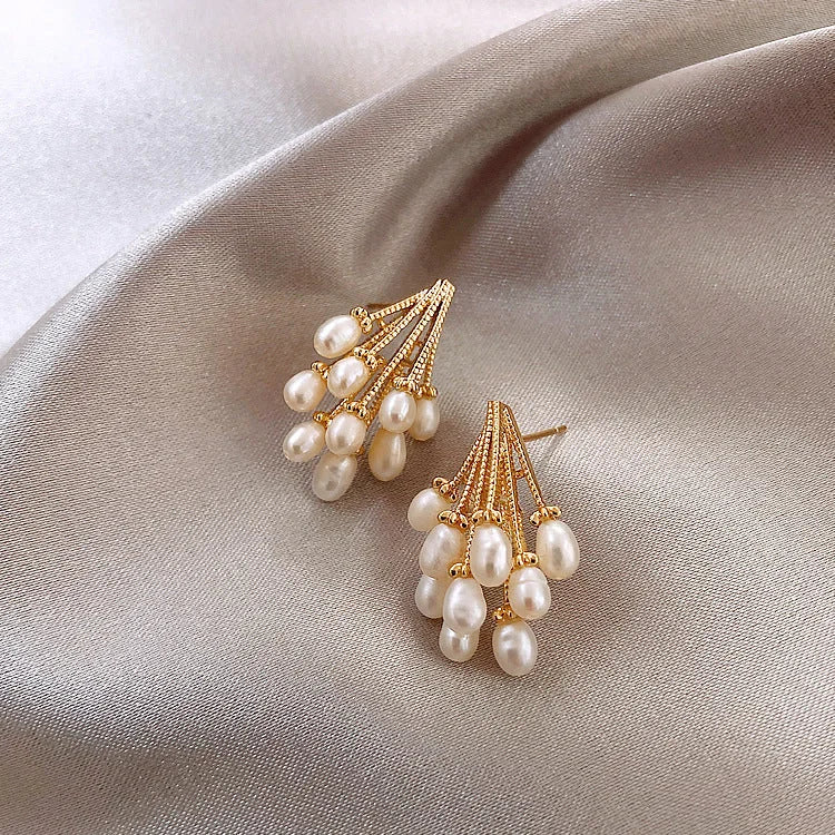 Pearl Drop Earrings | Cluster Teardrop Stud Everyday Occasion Jewellery-Women Earrings-Sasha Sydney