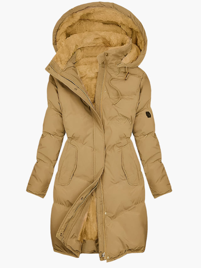 Emma | Damen Langer Wintermantel mit Kapuze und Kunstpelz - Image 3