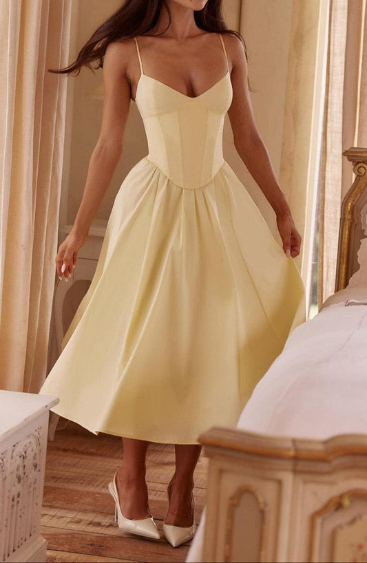 Lemon Midi Dress Women UK – Lightweight Fabric Garden Party Wedding Guest Cocktail Attire - Image 2