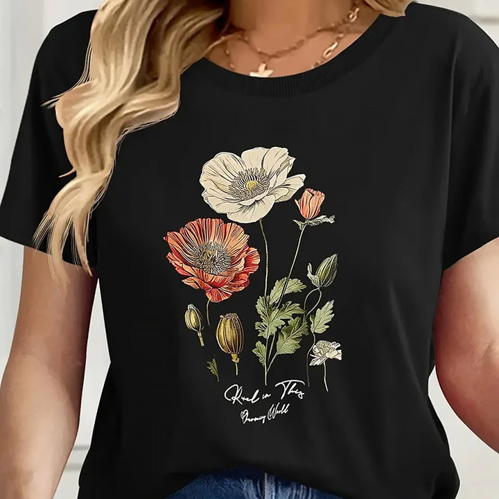 Amelia | Women Floral Print Tee | Breathable