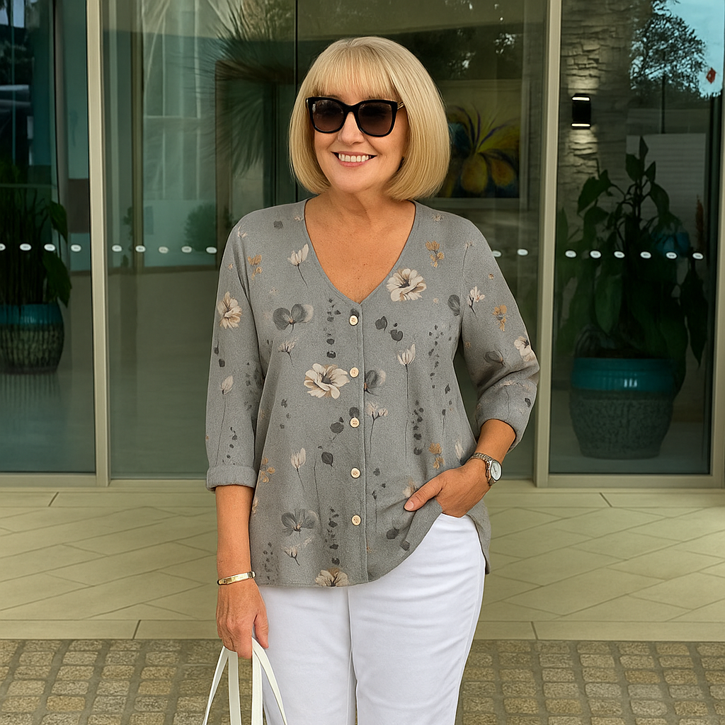 Indie | Women Floral Button-Down Blouse | Lightweight Fit