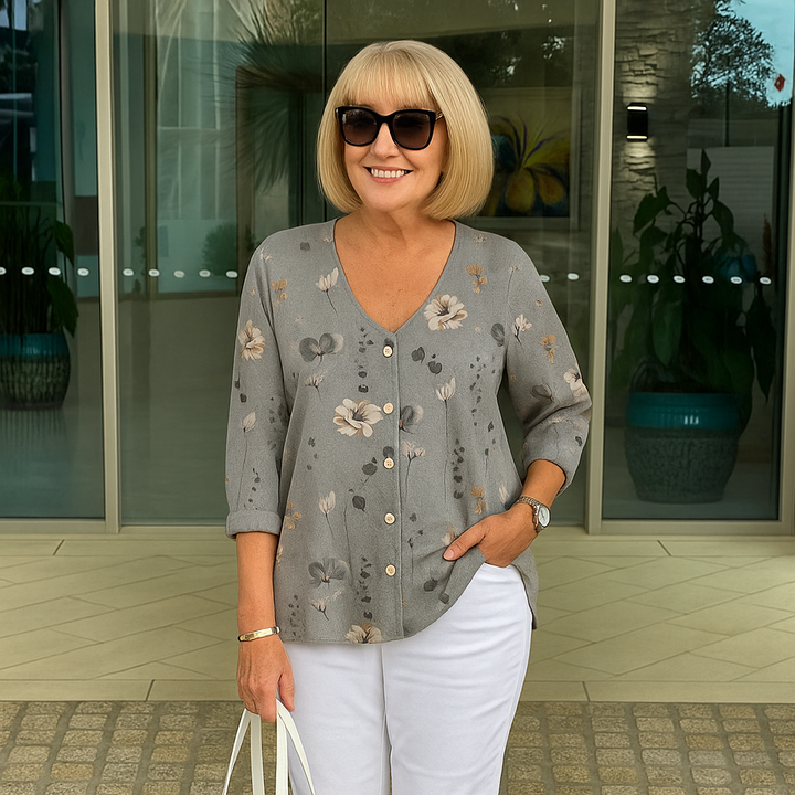 Indie | Women Floral Button-Down Blouse | Lightweight Fit