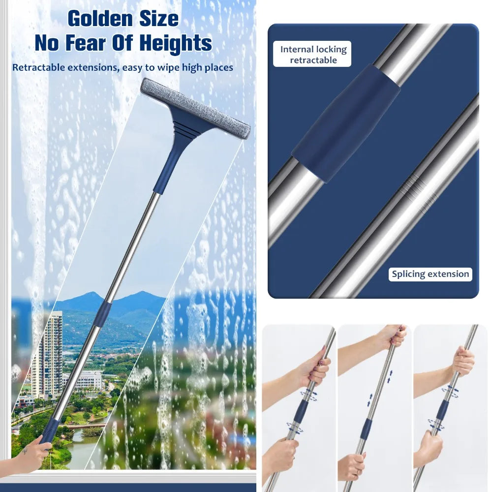 2 In 1 Window Squeegee | Microfibre Cleaner Extendable Handle Home Cleaning-Window Squeegee-Sasha Sydney