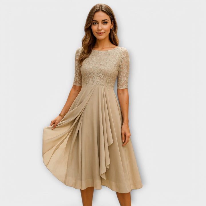 Isla | Women Elegant Midi Dress | Lace Detail