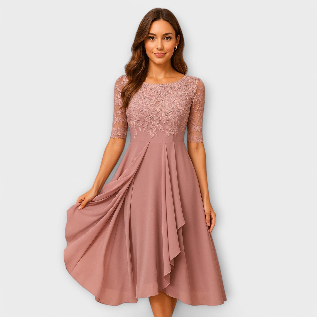 Isla | Women Elegant Midi Dress | Lace Detail