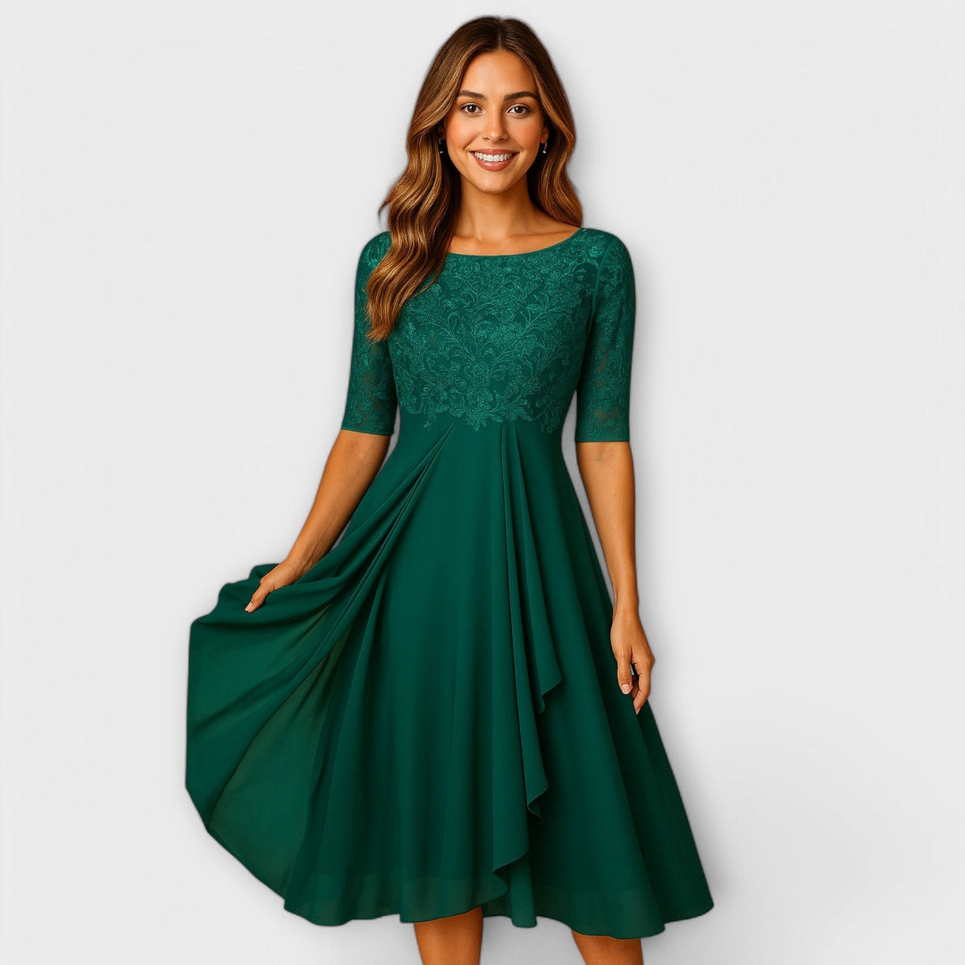 Isla | Women Elegant Midi Dress | Lace Detail