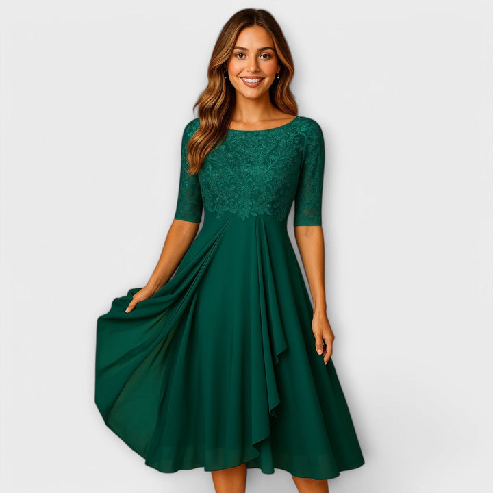 Isla | Women Elegant Midi Dress | Lace Detail