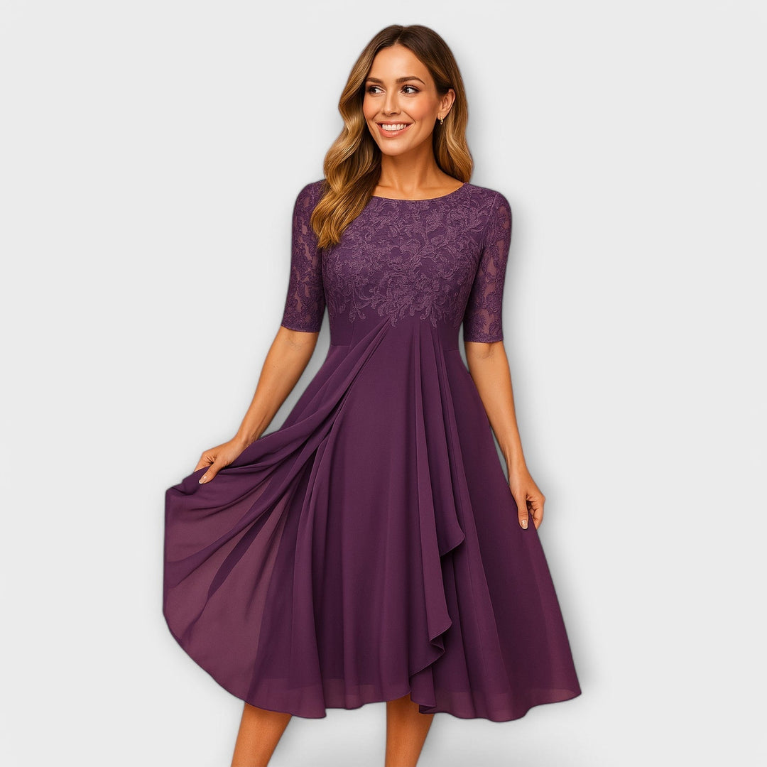 Isla | Women Elegant Midi Dress | Lace Detail