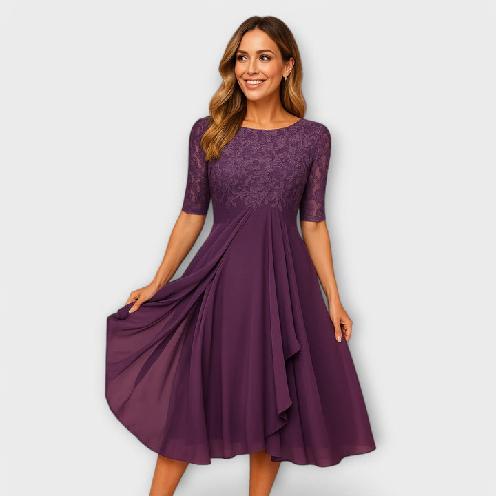 Isla | Women Elegant Midi Dress | Lace Detail