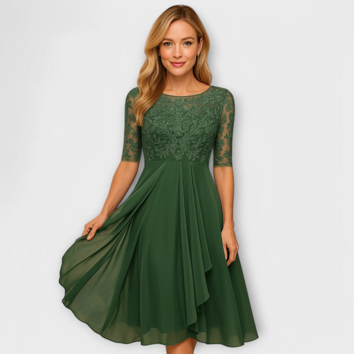 Isla | Women Elegant Midi Dress | Lace Detail