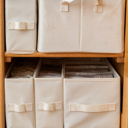 Foldable Fabric Storage Bin | Pull Handle Organiser Wardrobe Organisation-Drawer Organiser-Sasha Sydney
