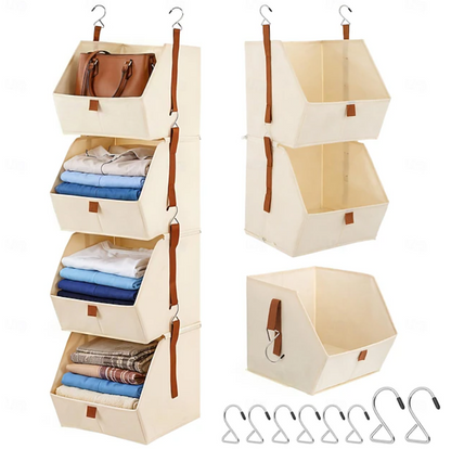 Hanging Fabric Storage Organiser | Multi Tier Closet Storage Space Saving Organisation-Hanging Storage Organiser-Sasha Sydney
