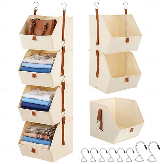 Hanging Fabric Storage Organiser | Multi Tier Closet Storage Space Saving Organisation