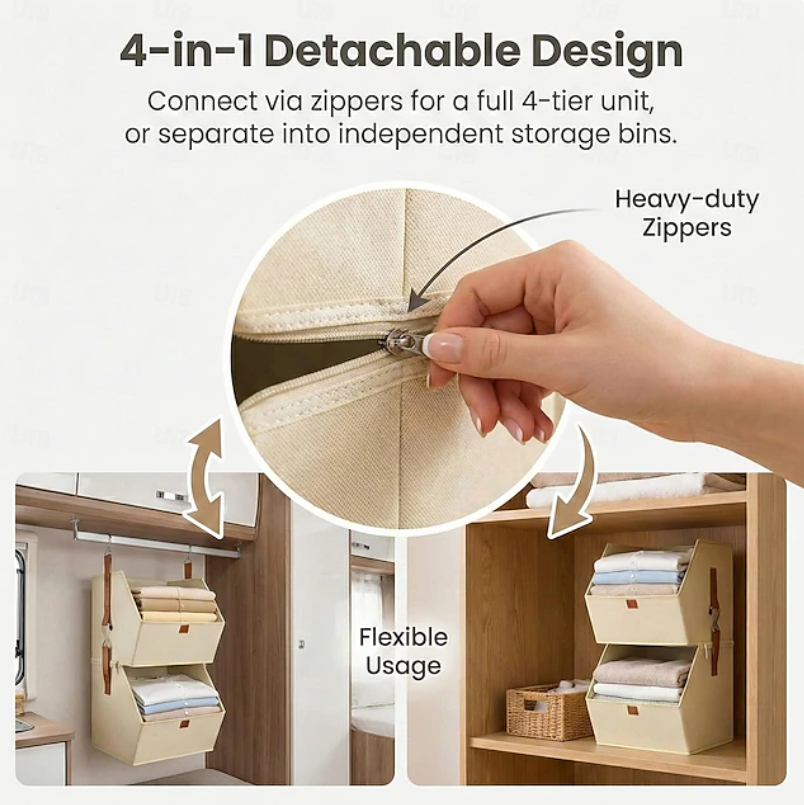 Hanging Fabric Storage Organiser | Multi Tier Closet Storage Space Saving Organisation-Hanging Storage Organiser-Sasha Sydney