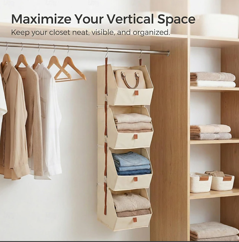 Hanging Fabric Storage Organiser | Multi Tier Closet Storage Space Saving Organisation-Hanging Storage Organiser-Sasha Sydney