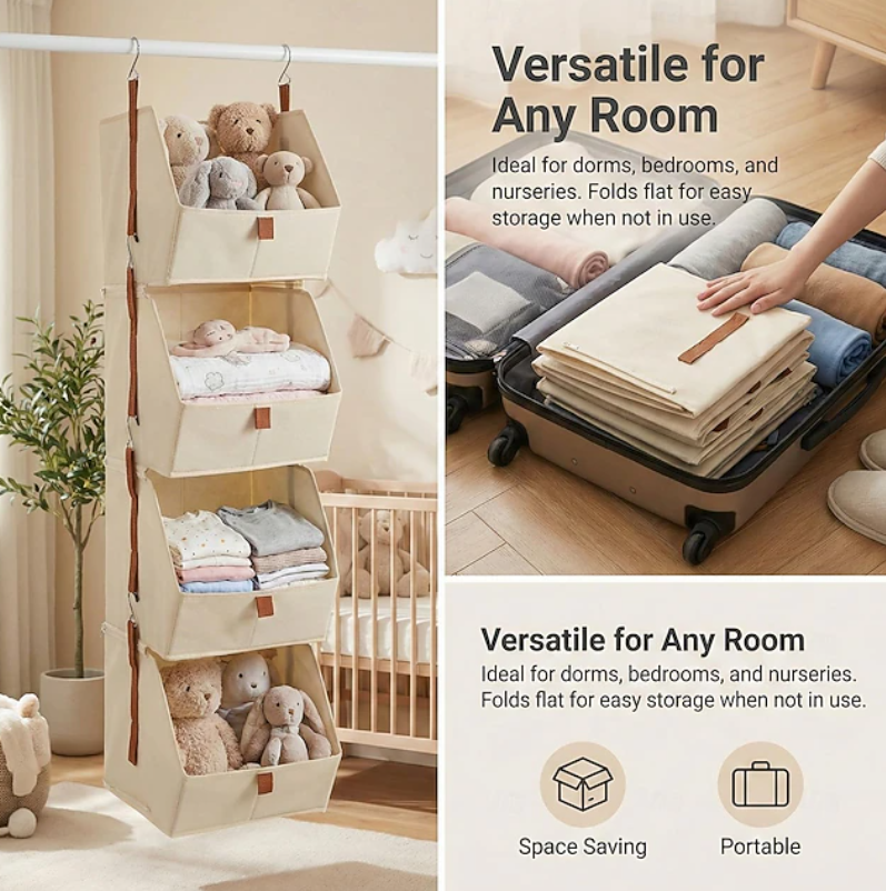 Hanging Fabric Storage Organiser | Multi Tier Closet Storage Space Saving Organisation-Hanging Storage Organiser-Sasha Sydney