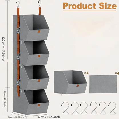 Hanging Fabric Storage Organiser | Multi Tier Closet Storage Space Saving Organisation-Hanging Storage Organiser-Sasha Sydney
