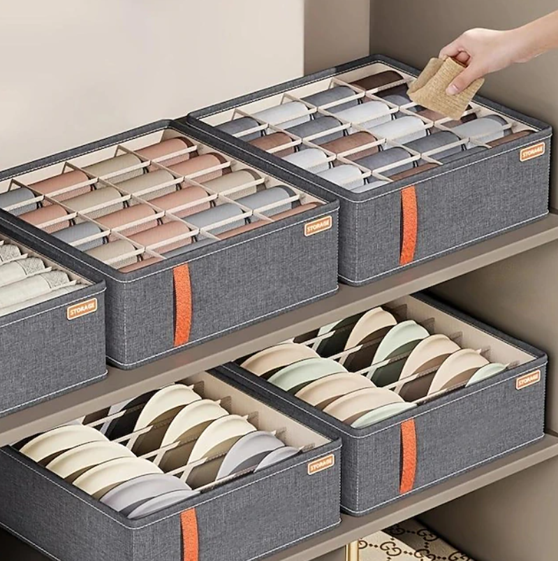 Fabric Drawer Storage Organiser Set | Compartment Storage Boxes Wardrobe Organisation-Drawer Organiser-Sasha Sydney