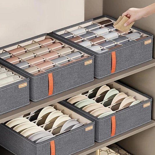 Fabric Drawer Storage Organiser Set | Compartment Storage Boxes Wardrobe Organisation