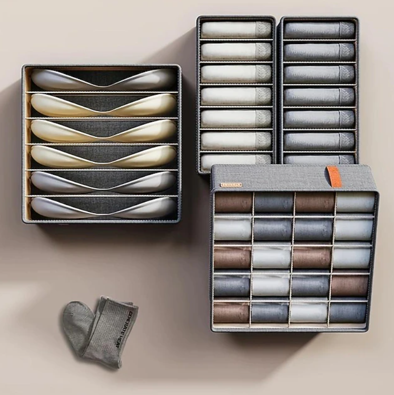 Fabric Drawer Storage Organiser Set | Compartment Storage Boxes Wardrobe Organisation-Drawer Organiser-Sasha Sydney