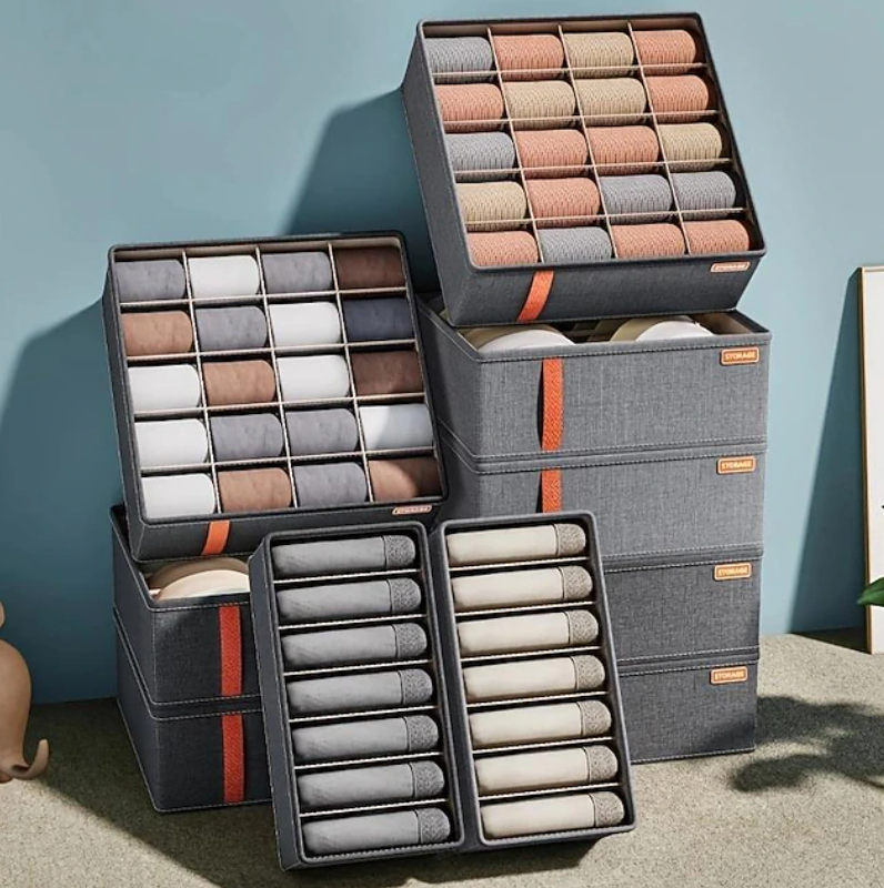 Fabric Drawer Storage Organiser Set | Compartment Storage Boxes Wardrobe Organisation-Drawer Organiser-Sasha Sydney
