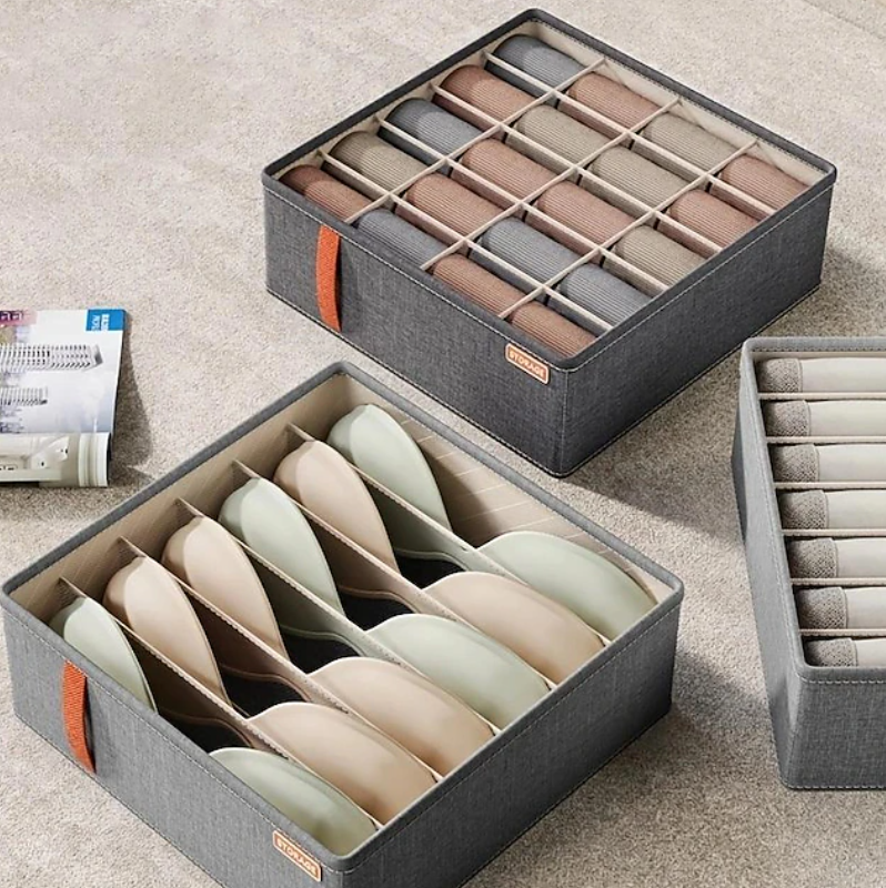Fabric Drawer Storage Organiser Set | Compartment Storage Boxes Wardrobe Organisation-Drawer Organiser-Sasha Sydney