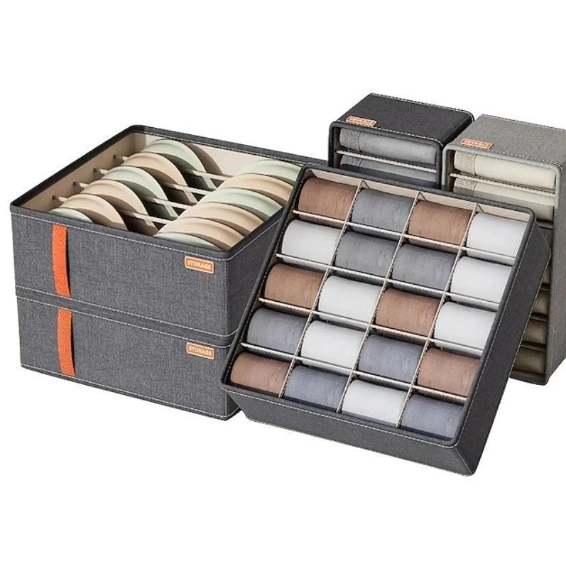 Fabric Drawer Storage Organiser Set | Compartment Storage Boxes Wardrobe Organisation-Drawer Organiser-Sasha Sydney