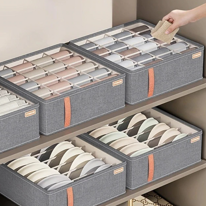 Fabric Drawer Storage Organiser Set | Compartment Storage Boxes Wardrobe Organisation-Drawer Organiser-Sasha Sydney