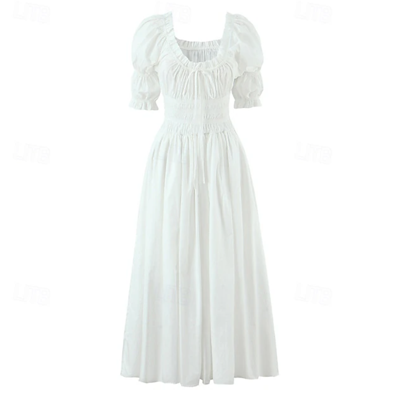 Women Puff Sleeve Maxi Dress | Gathered Bodice Full Length Casual Wear