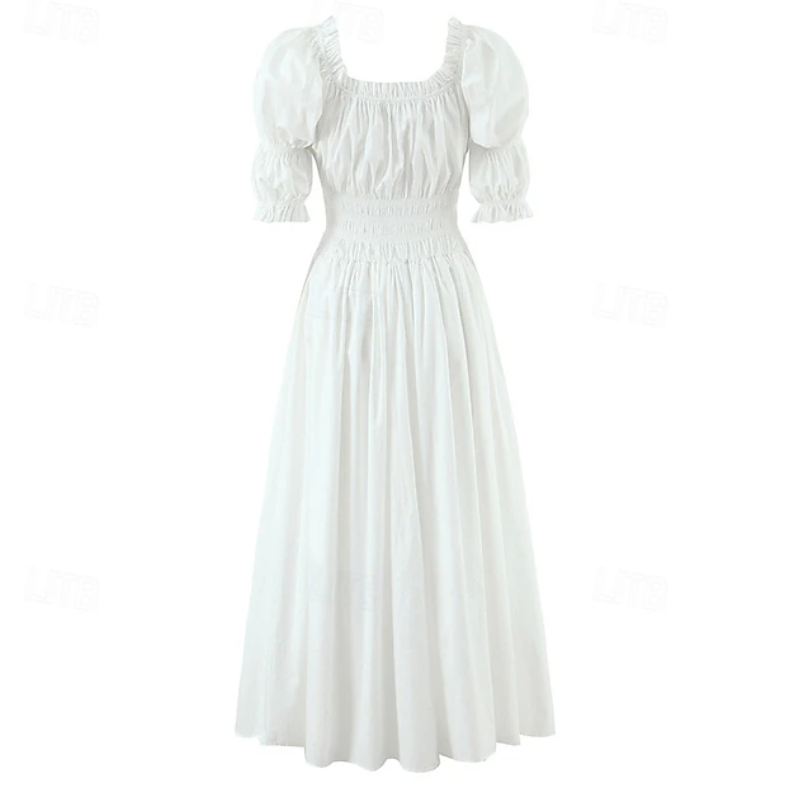 Women Puff Sleeve Maxi Dress | Gathered Bodice Full Length Casual Wear