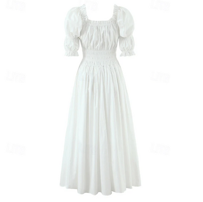 Women Puff Sleeve Maxi Dress | Gathered Bodice Full Length Casual Wear
