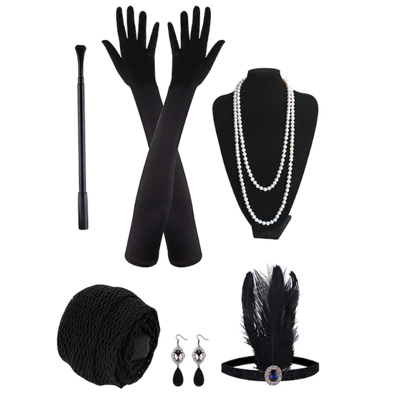 Women Vintage Style Accessory Set | Crystal Details Pearl Necklace Costume Events-Women Accessory-Sasha Sydney