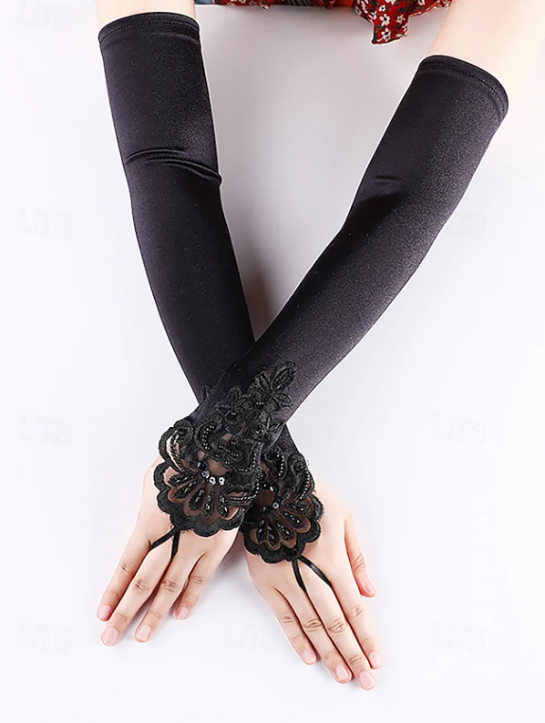 Women Vintage Style Accessory Set | Feather Scarf Long Gloves Costume Events-Women Accessory-Sasha Sydney