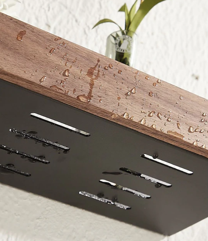 Modern Wall Mounted Storage Shelf | Wood Effect Front Panel Bathroom Organisation-Wall Shelf-Sasha Sydney