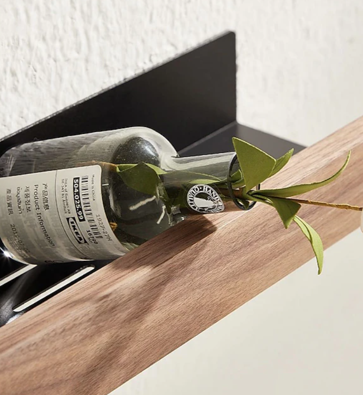 Modern Wall Mounted Storage Shelf | Wood Effect Front Panel Bathroom Organisation-Wall Shelf-Sasha Sydney