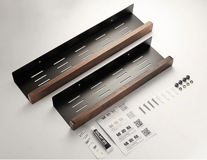 Modern Wall Mounted Storage Shelf | Wood Effect Front Panel Bathroom Organisation-Wall Shelf-Sasha Sydney