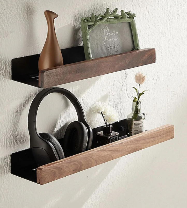 Modern Wall Mounted Storage Shelf | Wood Effect Front Panel Bathroom Organisation-Wall Shelf-Sasha Sydney