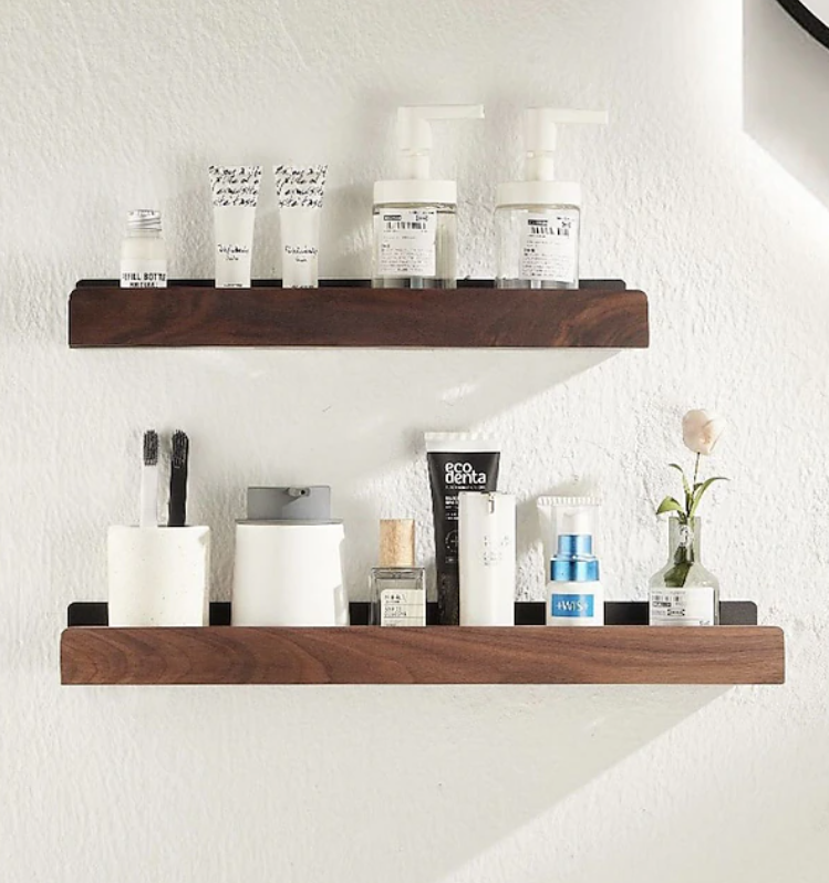 Modern Wall Mounted Storage Shelf | Wood Effect Front Panel Bathroom Organisation-Wall Shelf-Sasha Sydney