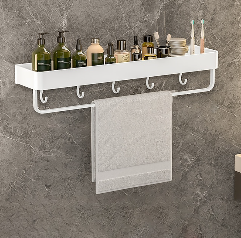 Modern Wall Mounted Bathroom Shelf | Storage Rack Towel Bar Bathroom Organisation-Wall Shelf-Sasha Sydney