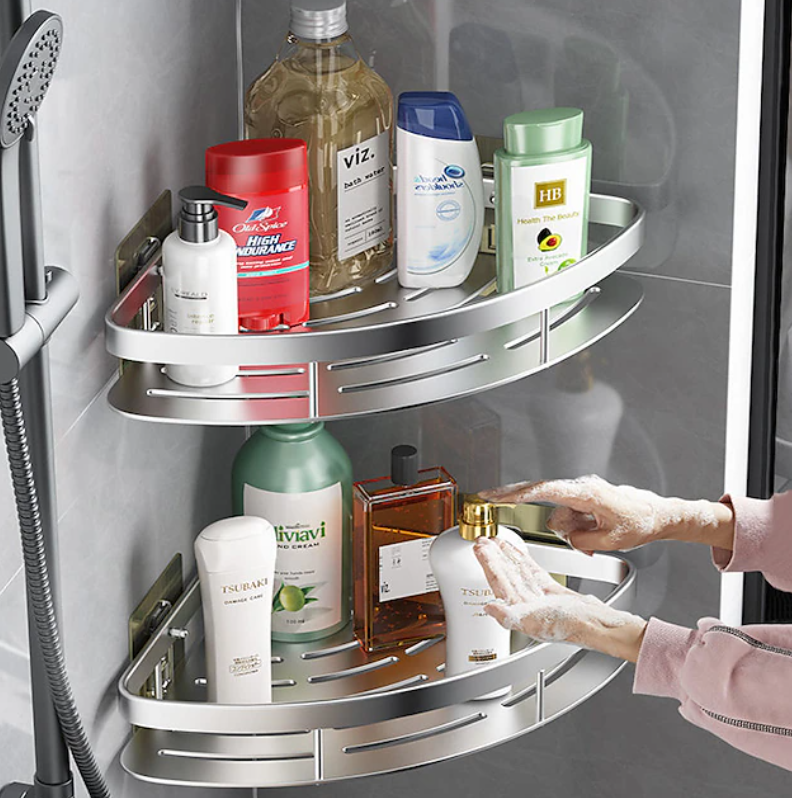 Modern Corner Shower Shelf | Wall Mounted Storage Rack Bathroom Organisation-Wall Shelf-Sasha Sydney