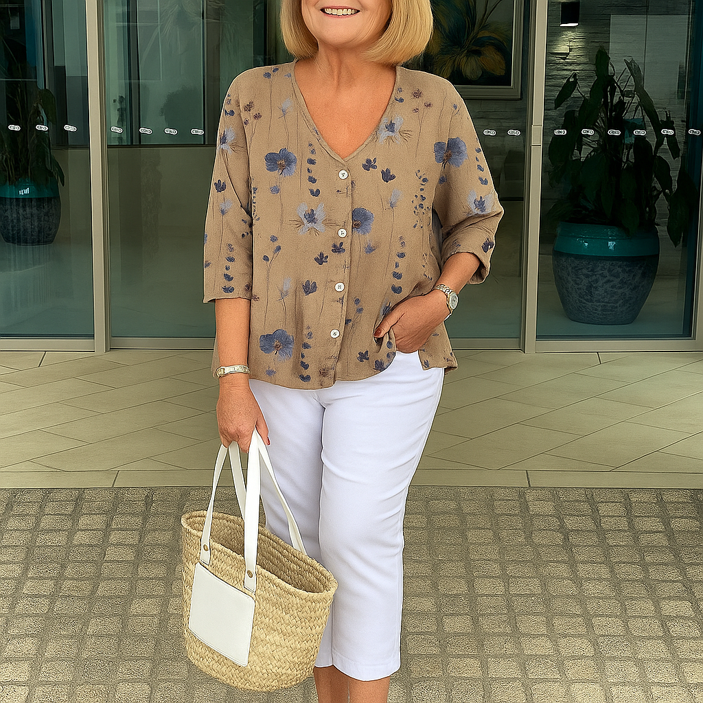 Indie | Women Floral Button-Down Blouse | Lightweight Fit