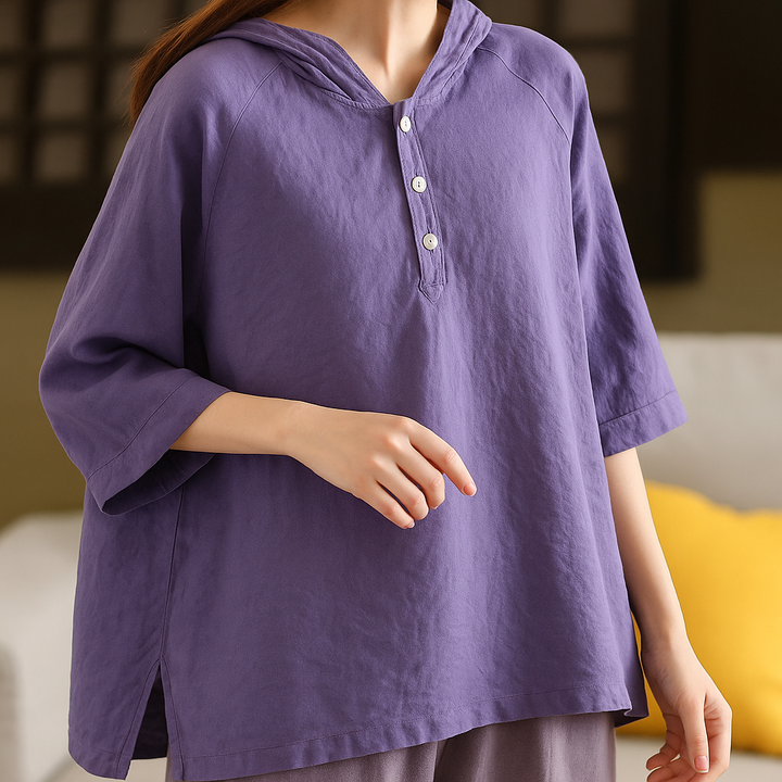 Isla | Women Hooded Linen Blouse | Relaxed Fit