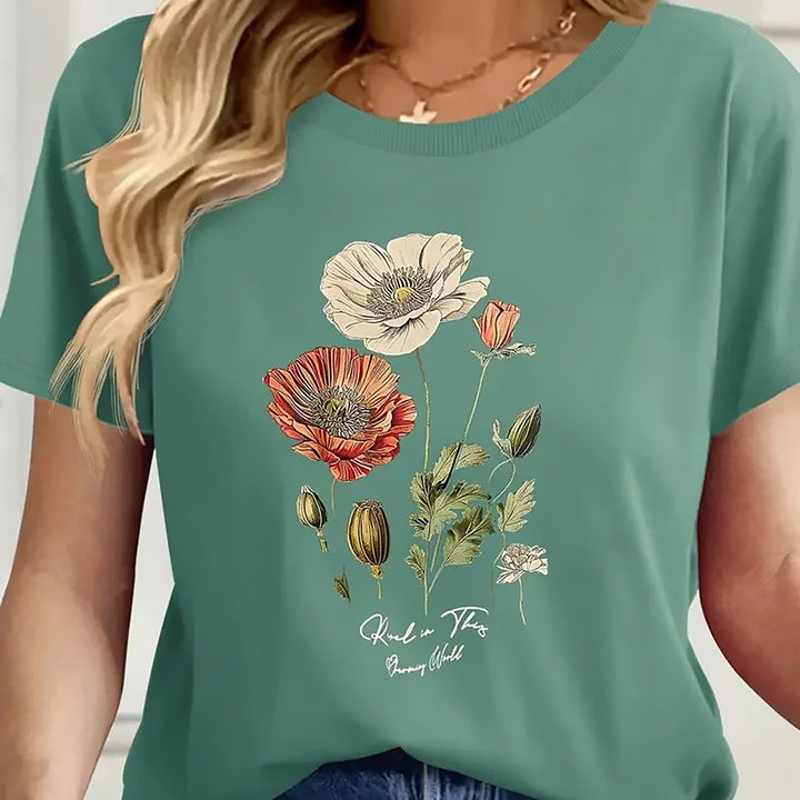 Amelia | Women Floral Print Tee | Breathable
