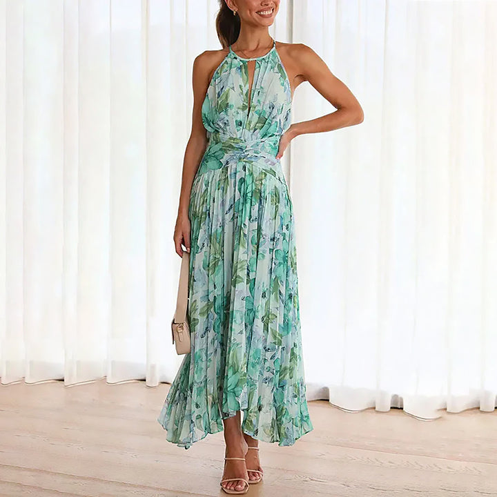 Delilah | Women Pleated Midi Dress | Halter Silhouette