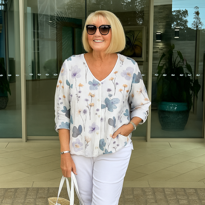 Indie | Women Floral Button-Down Blouse | Lightweight Fit