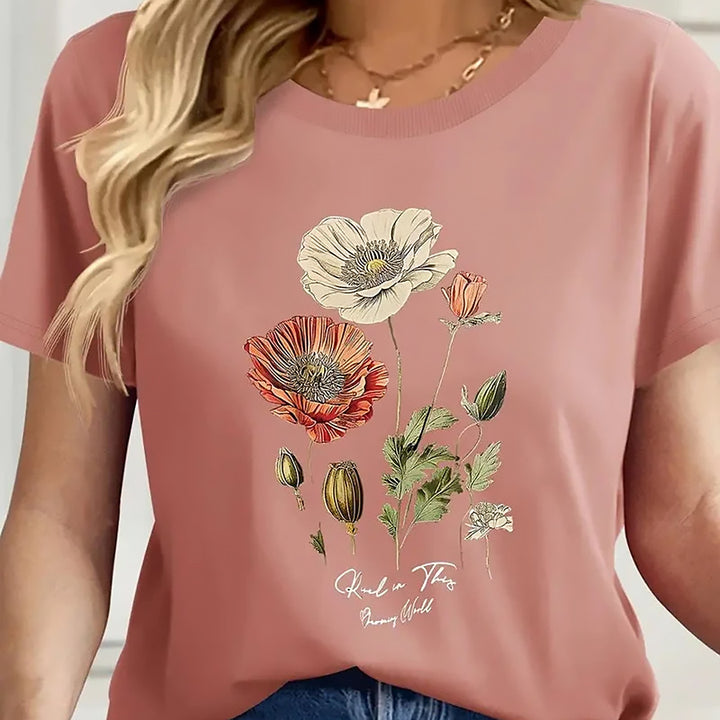 Amelia | Women Floral Print Tee | Breathable